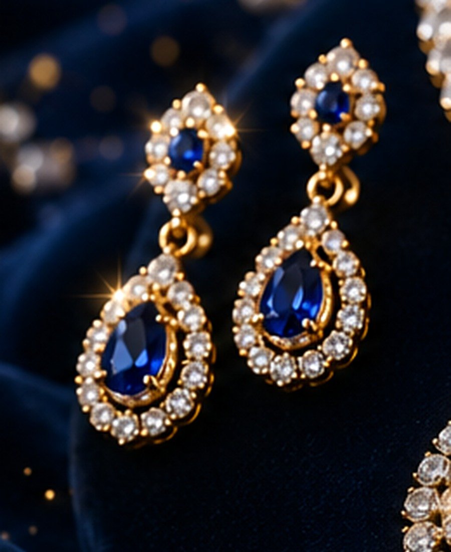 Ceylon Blue Statement Earrings view 3